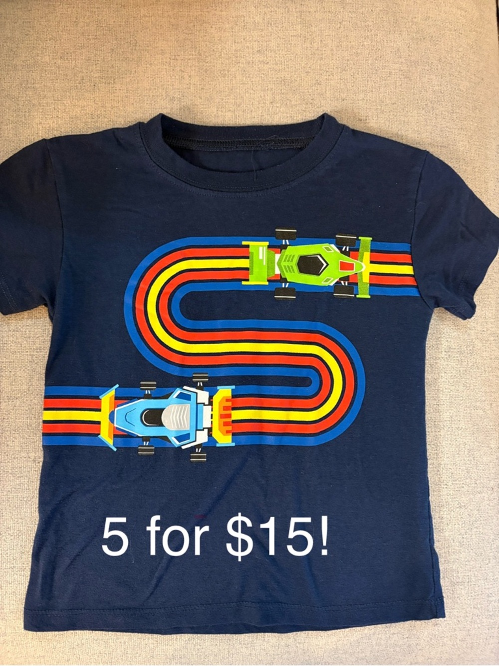 Navy Kids Racing Cars T-Shirt - Blue & Green 4T boys